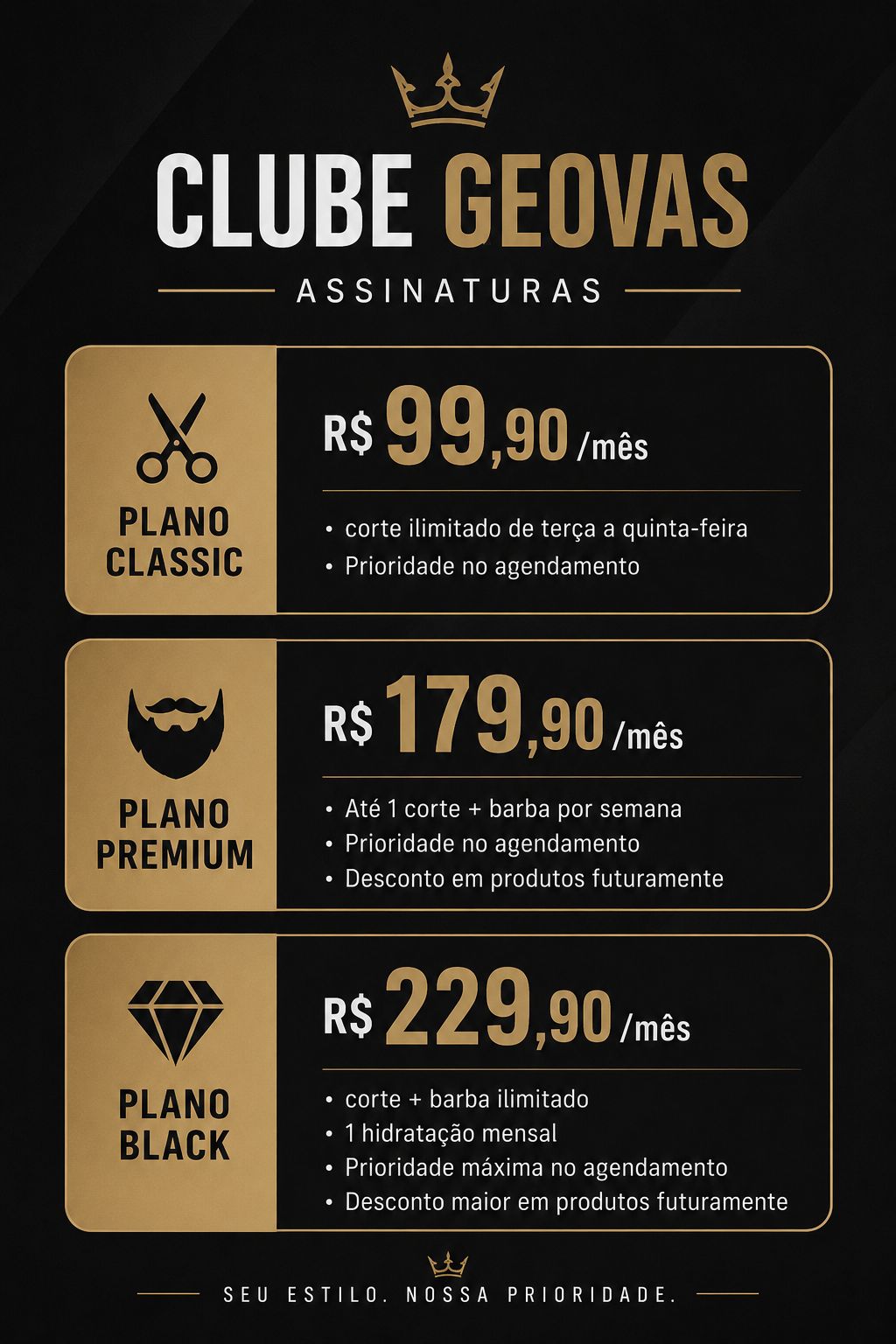 Flyer de Assinaturas Clube Geovas
